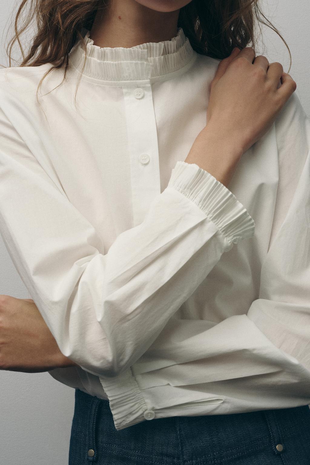 Zara ZW COLLECTION RUFFLE SHIRT, SMALL
