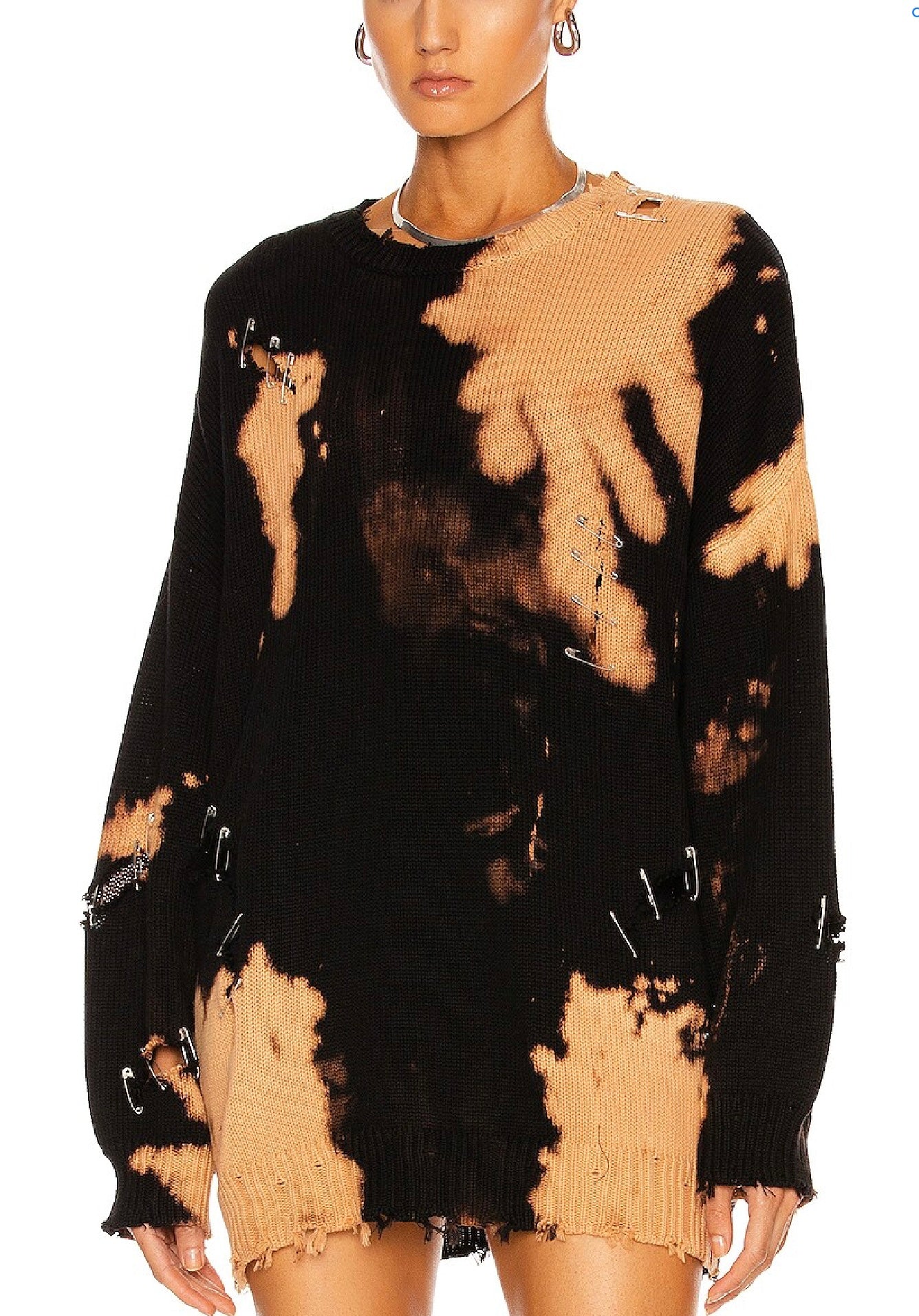 R13 Bleached Destroy Sweater, Small (Oversized)