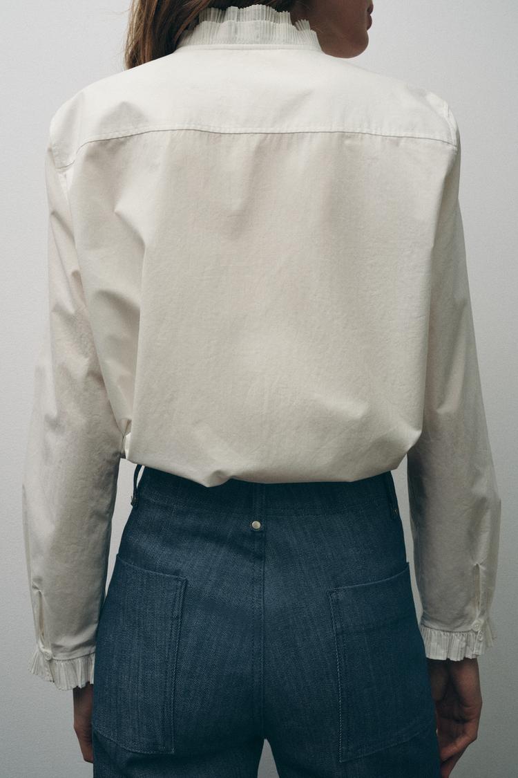 Zara ZW COLLECTION RUFFLE SHIRT, SMALL