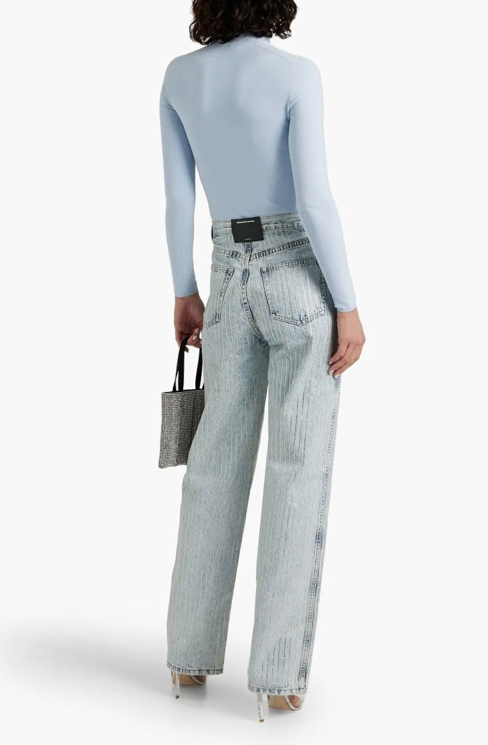 ALEXANDER WANG
Appliquéd Stretch-Knit Turtleneck Top - Light Blue, Medium