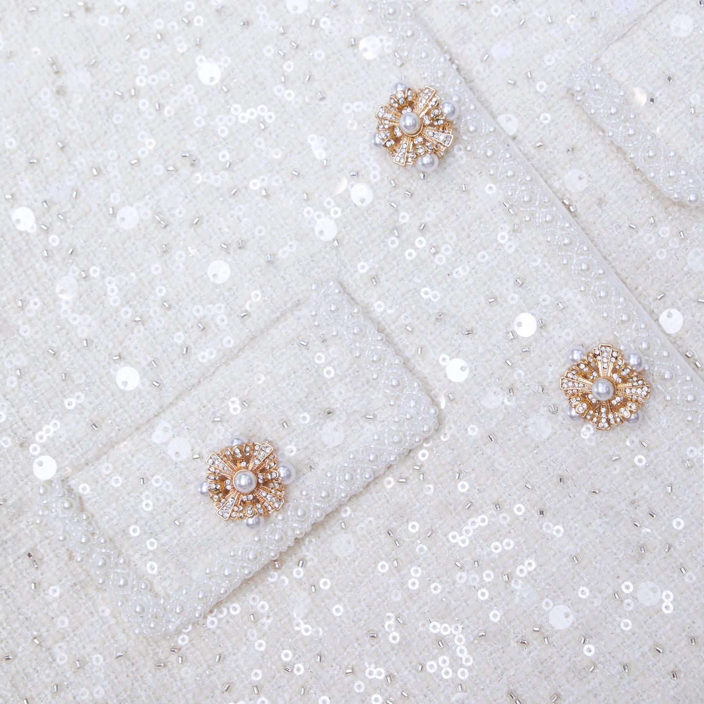 Self Portrait Boucle cream Sequin Jacket, Size 4