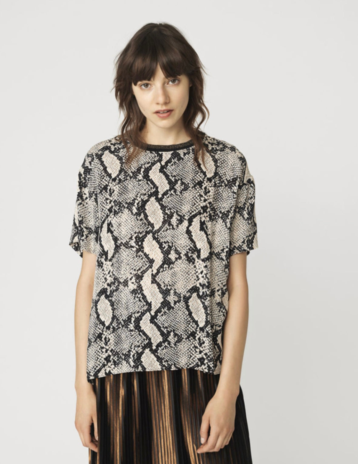 Malene Birger Opheelia Python Snakeskin Shirt Top Crew Neck, Large