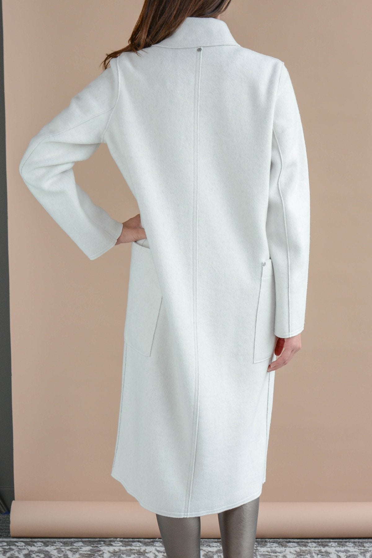 Sosken Bella brushed knit coat, bone, PETITE