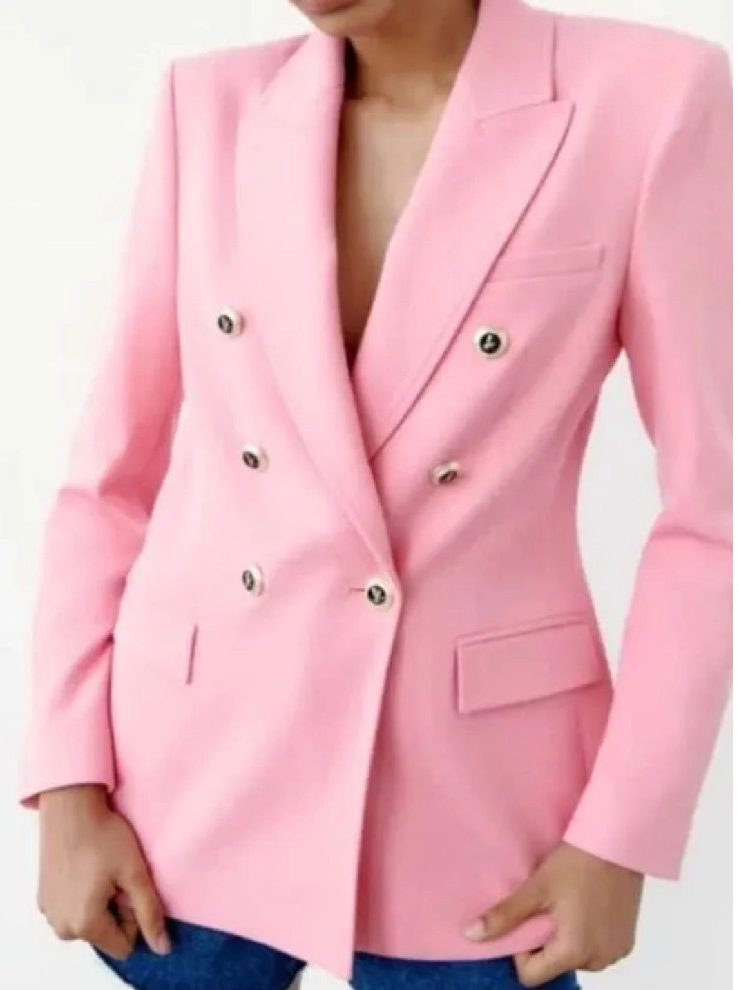 Zara Pink double breasted blazer, XSmall 