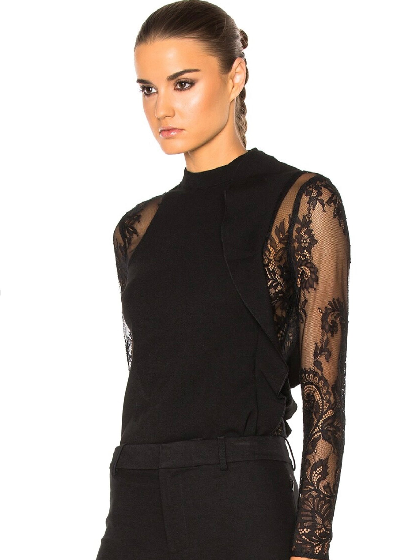 Self Portrait Ophelia Ruffled Lace Sleeve Blouse Size 6