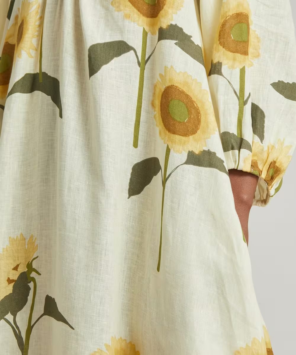 BERNADETTE
Georgette Sunflower-Print Maxi-Dress, Size 36