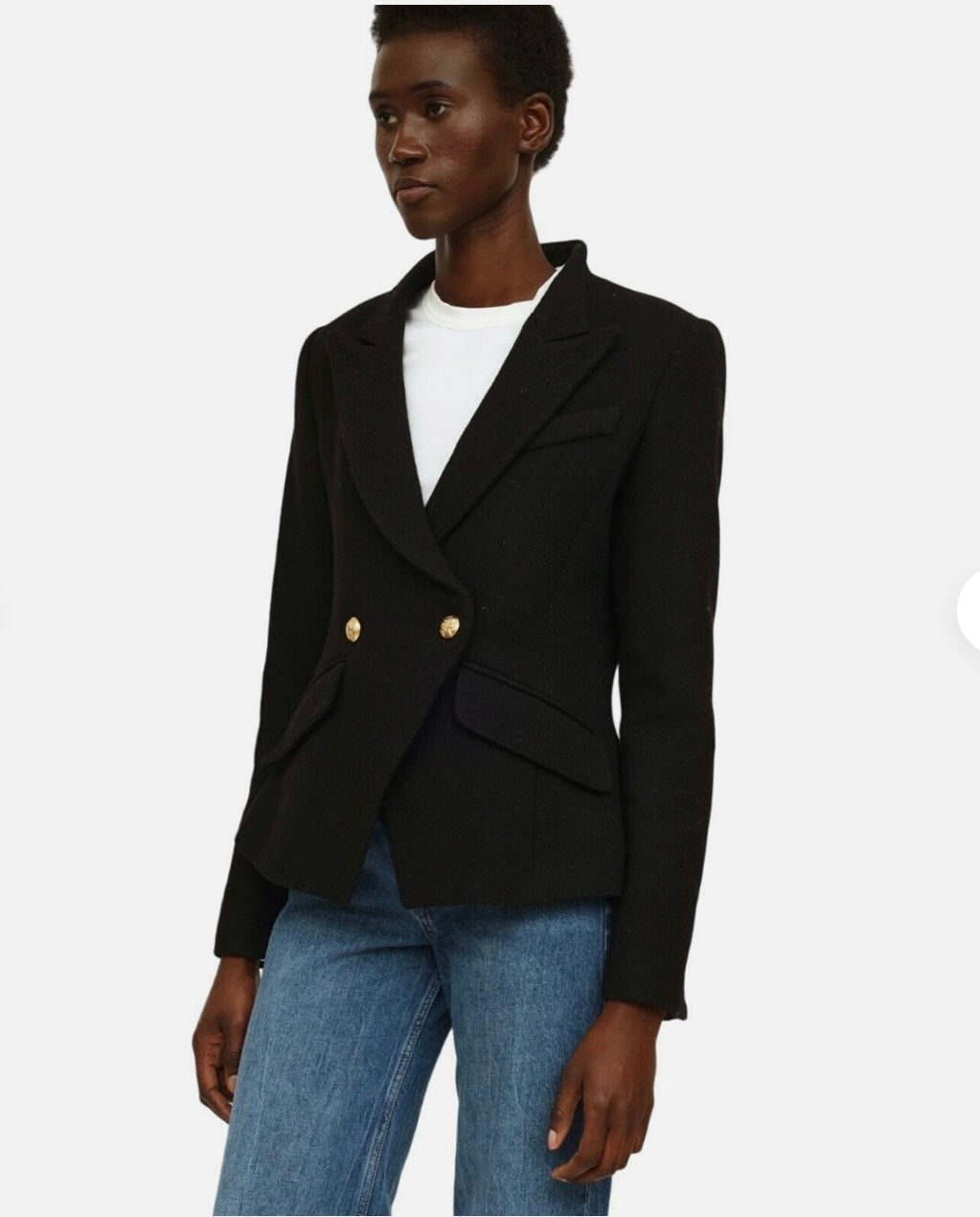 Smythe Wool Double Breasted Blazer Black Gold Crossover Jacket Size 6