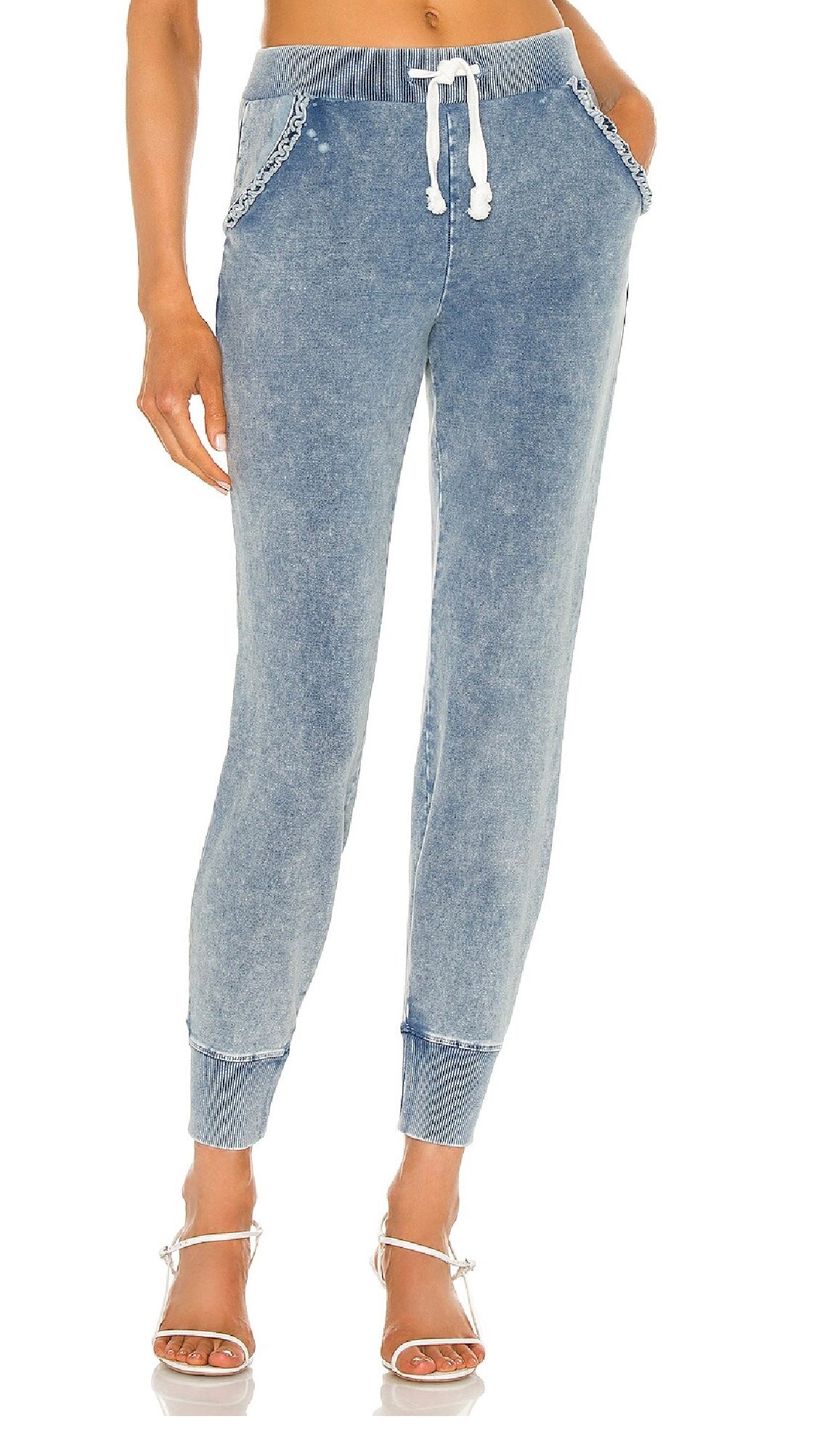 Generation Love Daisy Ruffle Denim Sweatpants, xsmall