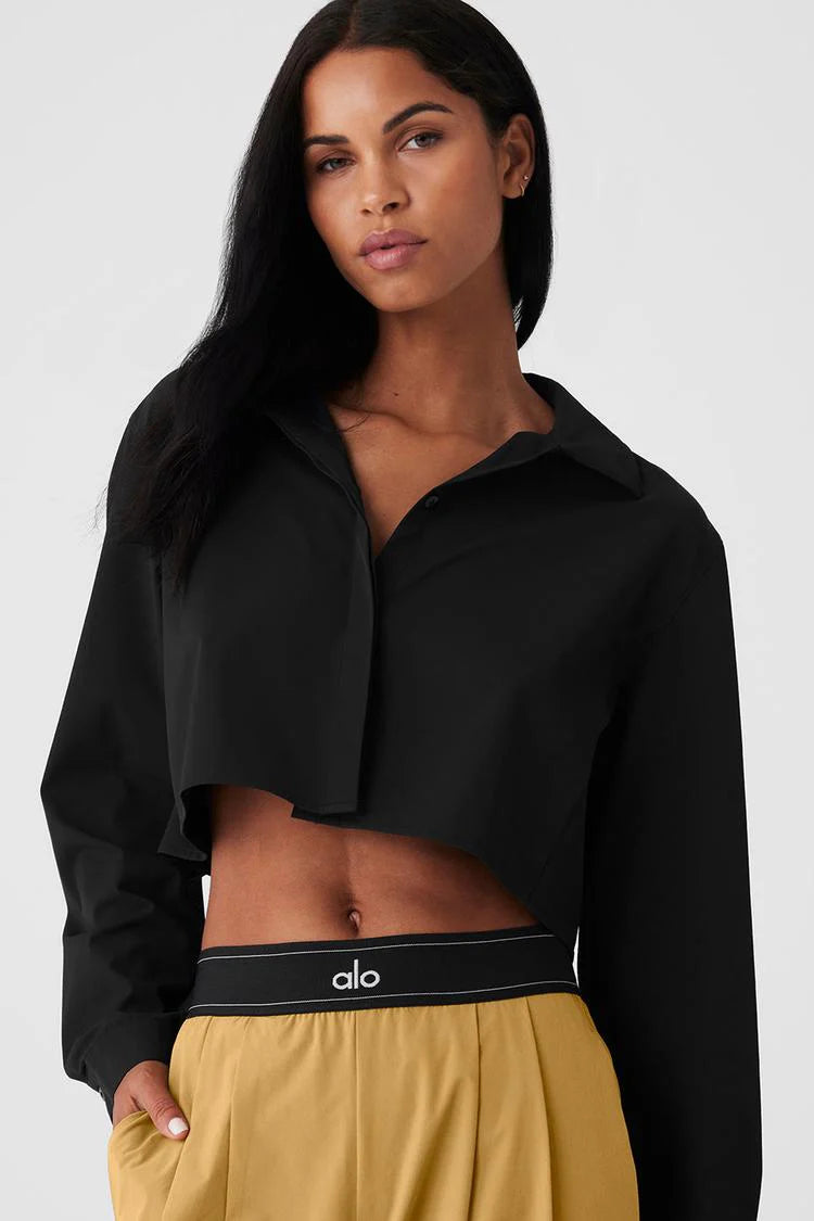 ALO CROPPED TAKE ME OUT BUTTON UP, SMALL
