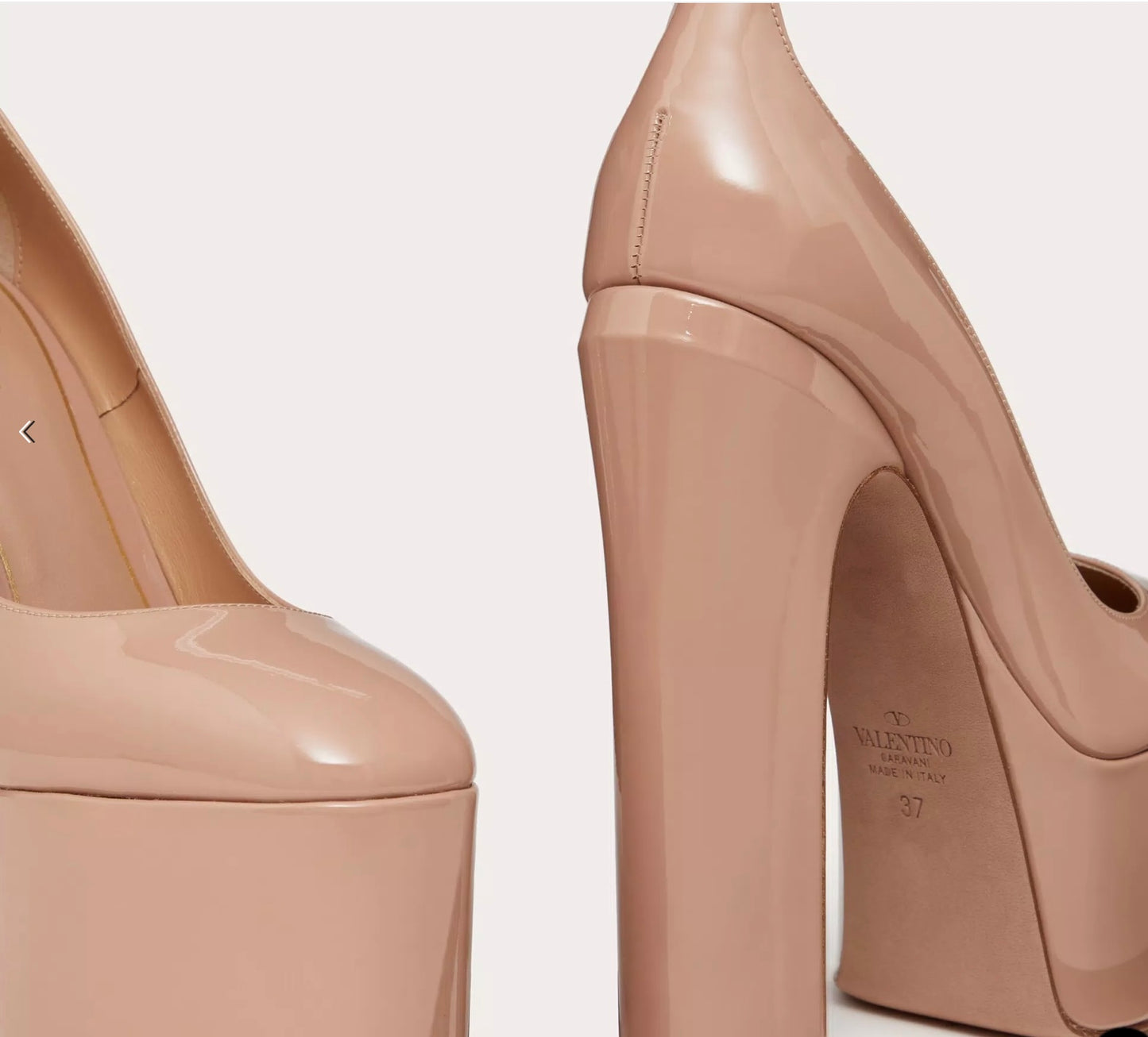 VALENTINO GARAVANI TAN-GO PLATFORM PUMP IN PATENT LEATHER 155 MM, SIZE 8.5