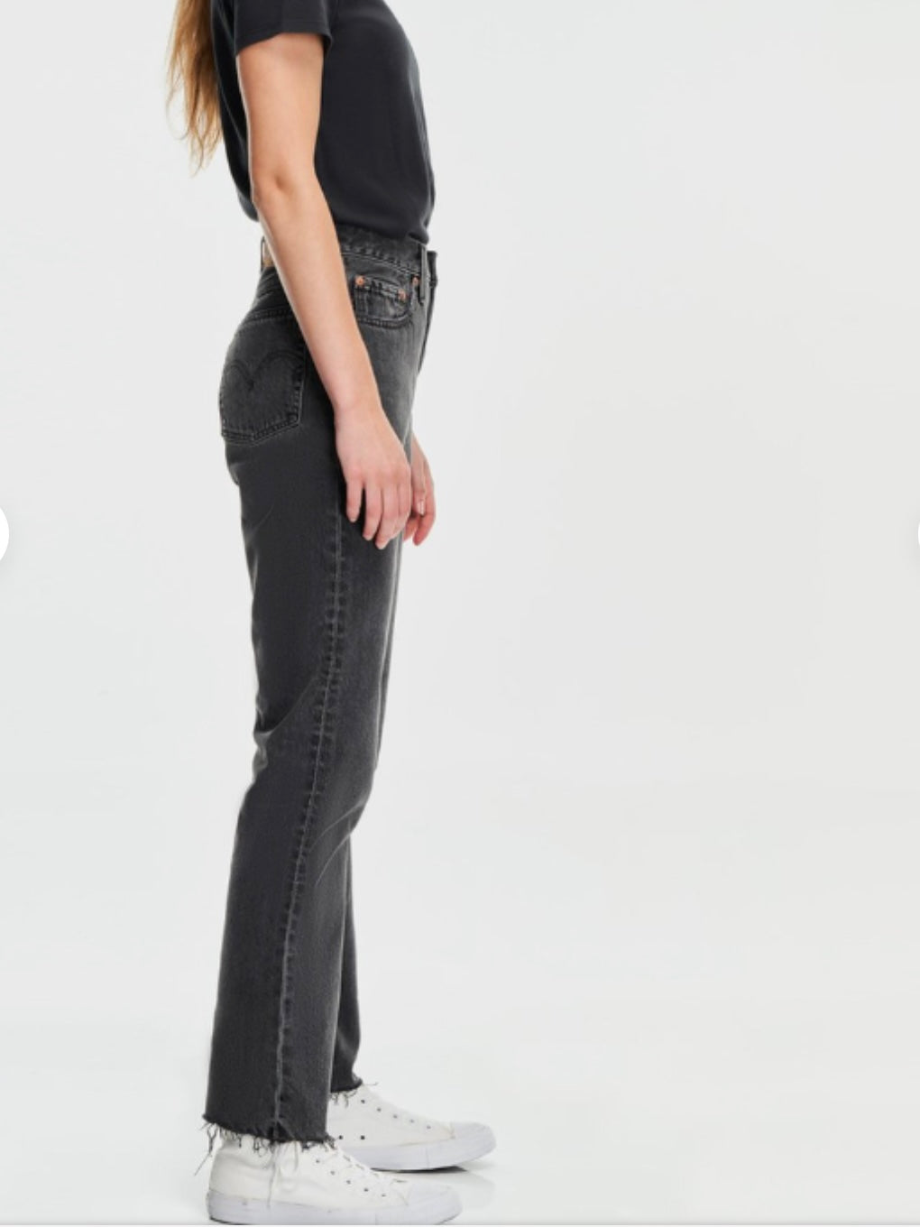 Levi's Women's 501 Original Button Fly Black Jeans Frayed Ends, Size 28