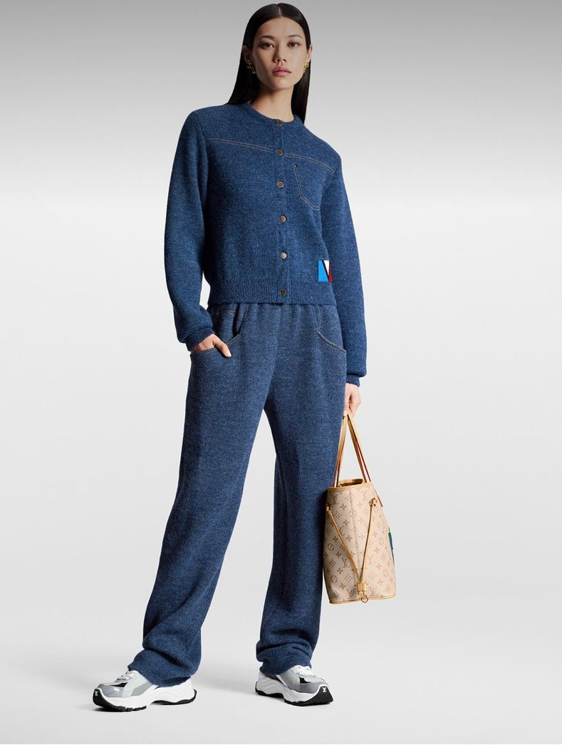 Louis Vuitton Denim-Effect Knit Cardigan, Medium