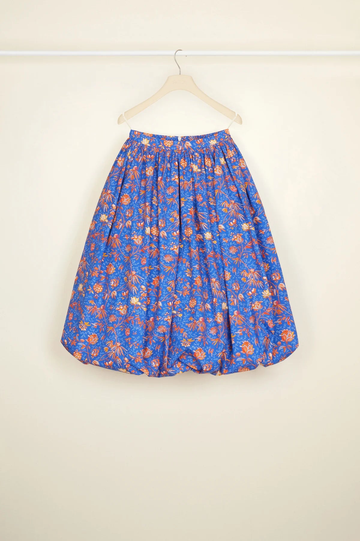 PATOU Printed midi bubble skirt in organic cotton, Citrus Summer Indienne, SIZE 40