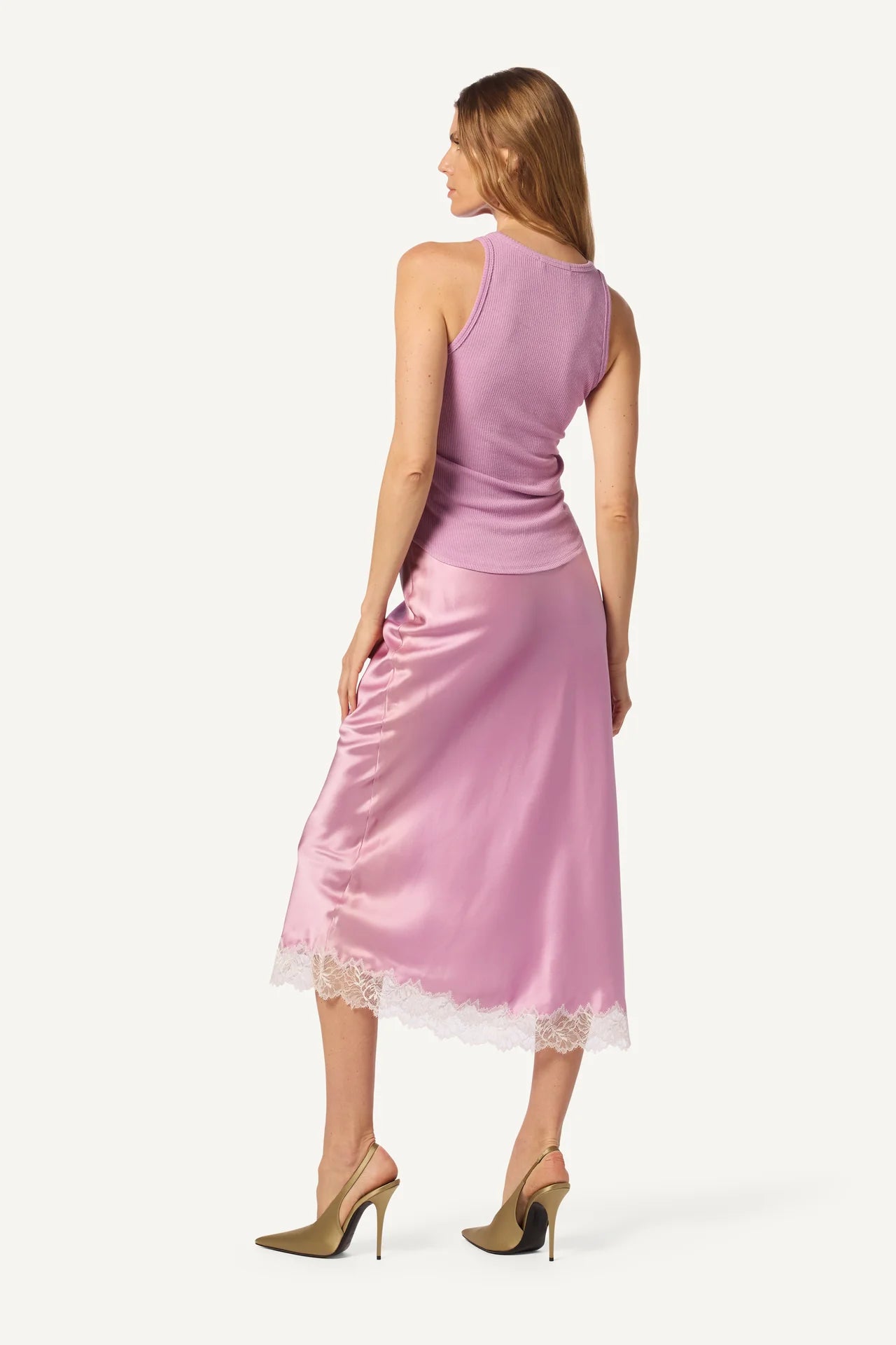 SABLYN MIRANDA LACE TRIM SILK SKIRT | ORCHID, SMALL