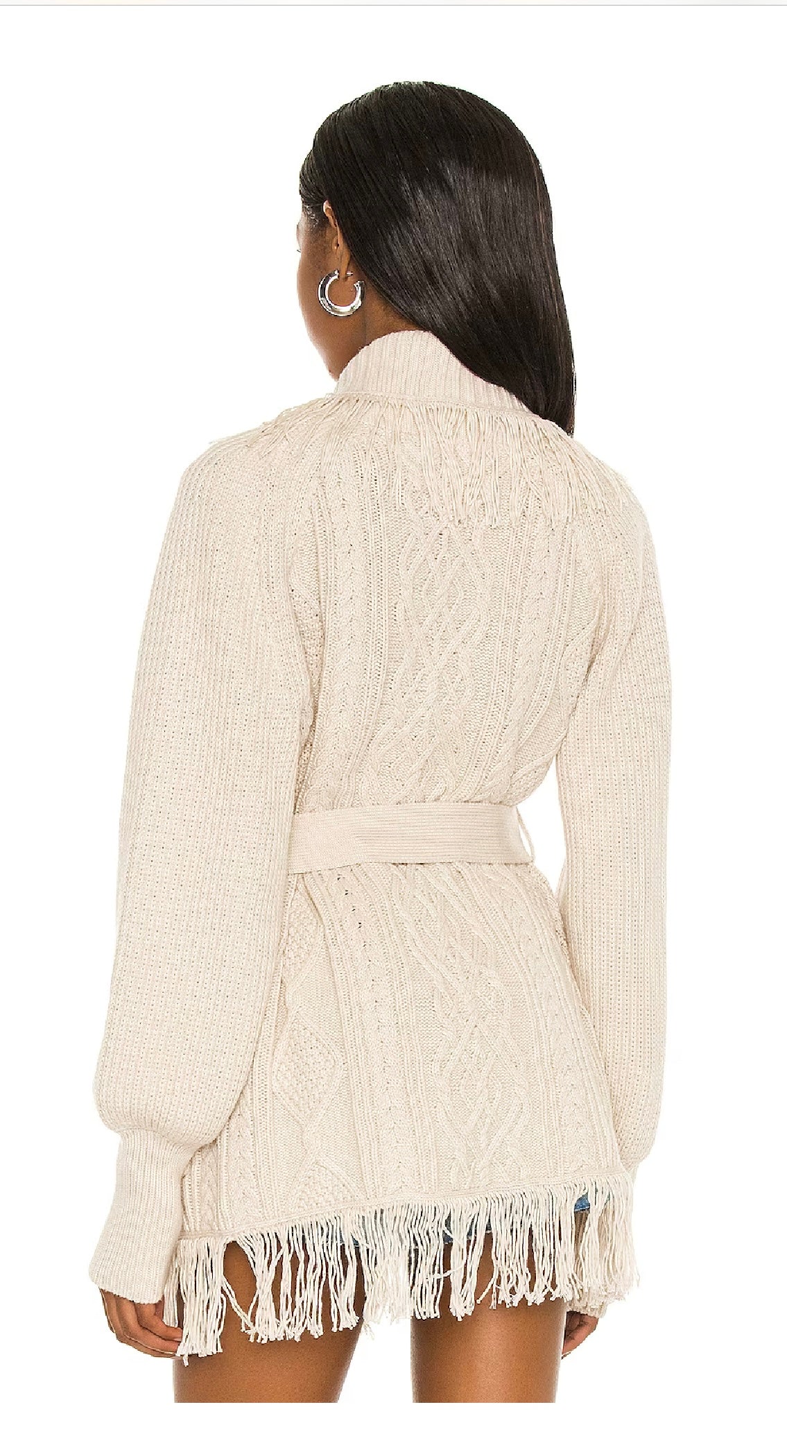 SIMKHAI NWT Fisherman Knit Fringe Cardigan, small