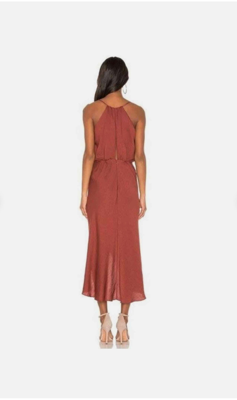 Joie Rust Tanika Twisted Front Wrap Slip Midi Dress Medium