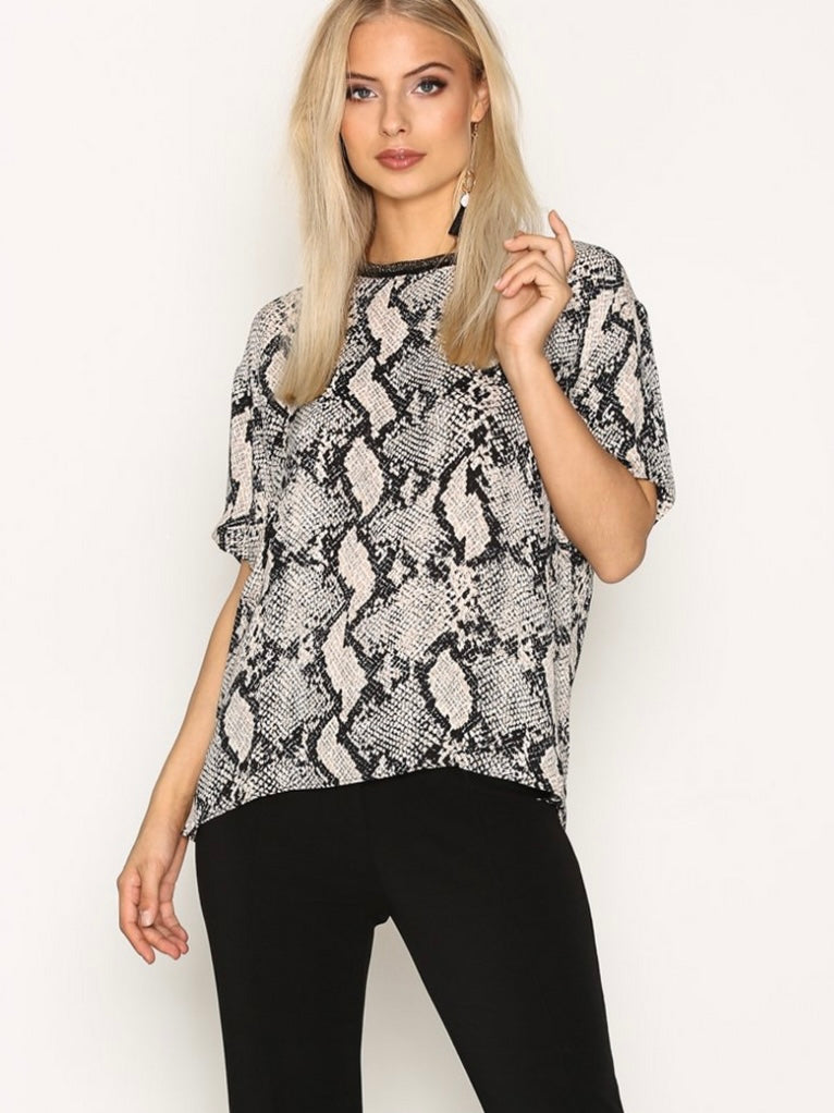 Malene Birger Opheelia Python Snakeskin Shirt Top Crew Neck, Large