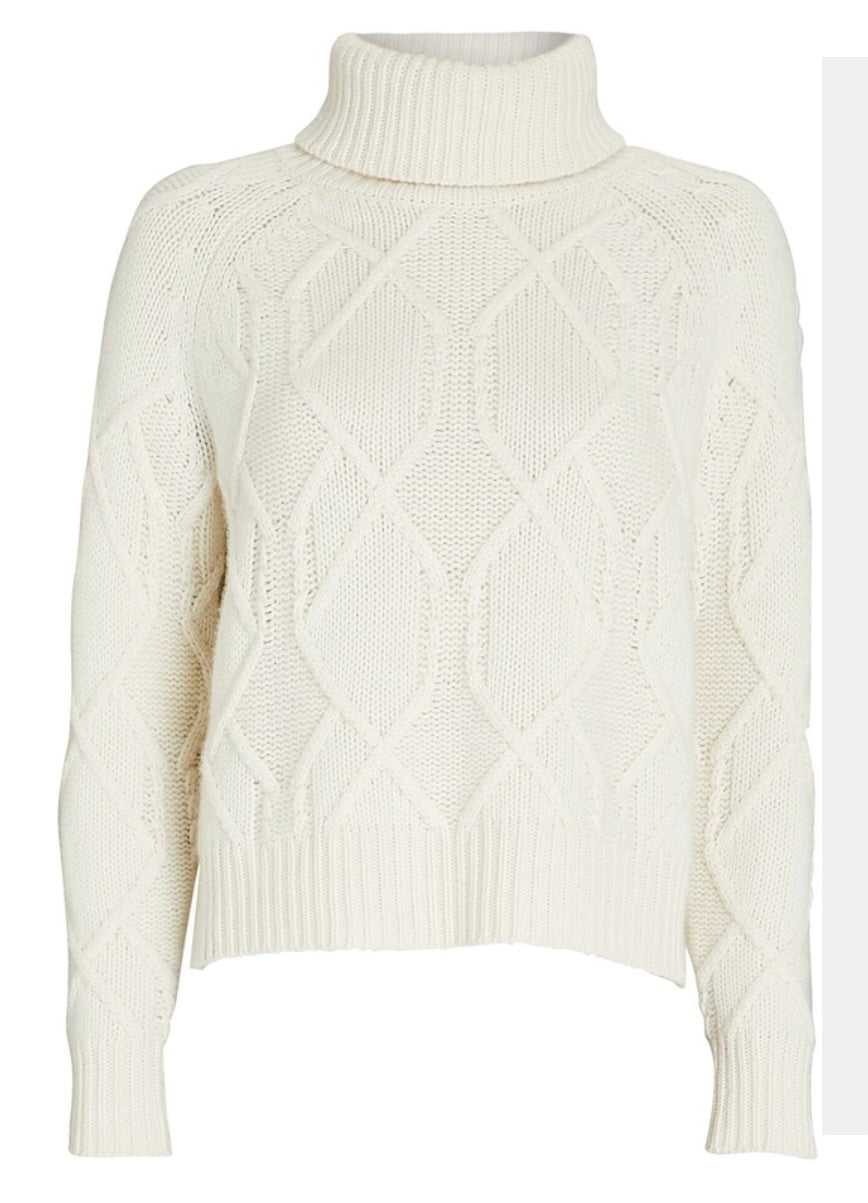 NILI LOTAN Lela Cashmere Turtleneck Sweater - Ivory, Xsmall