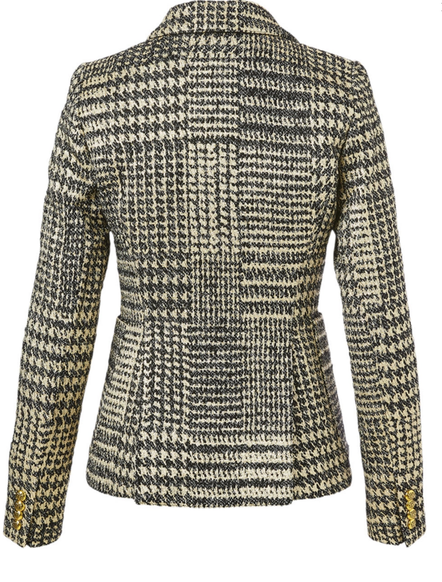 SMYTHE Duchess Blazer Metallic Glen-check, Size 6
