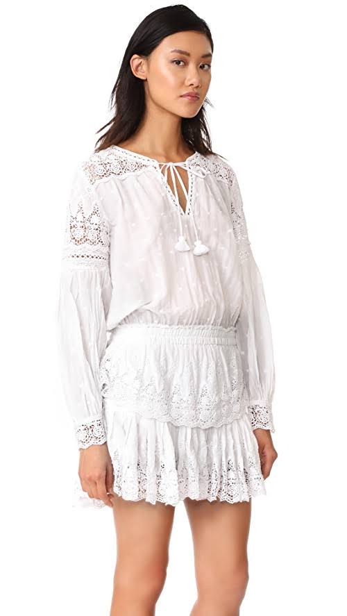 LOVESHACKFANCY
Prairie Popover Crocheted Dress, White, SMALL