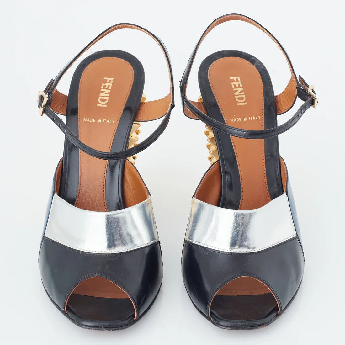Fendi Colibri Leather Sandals, Size 38