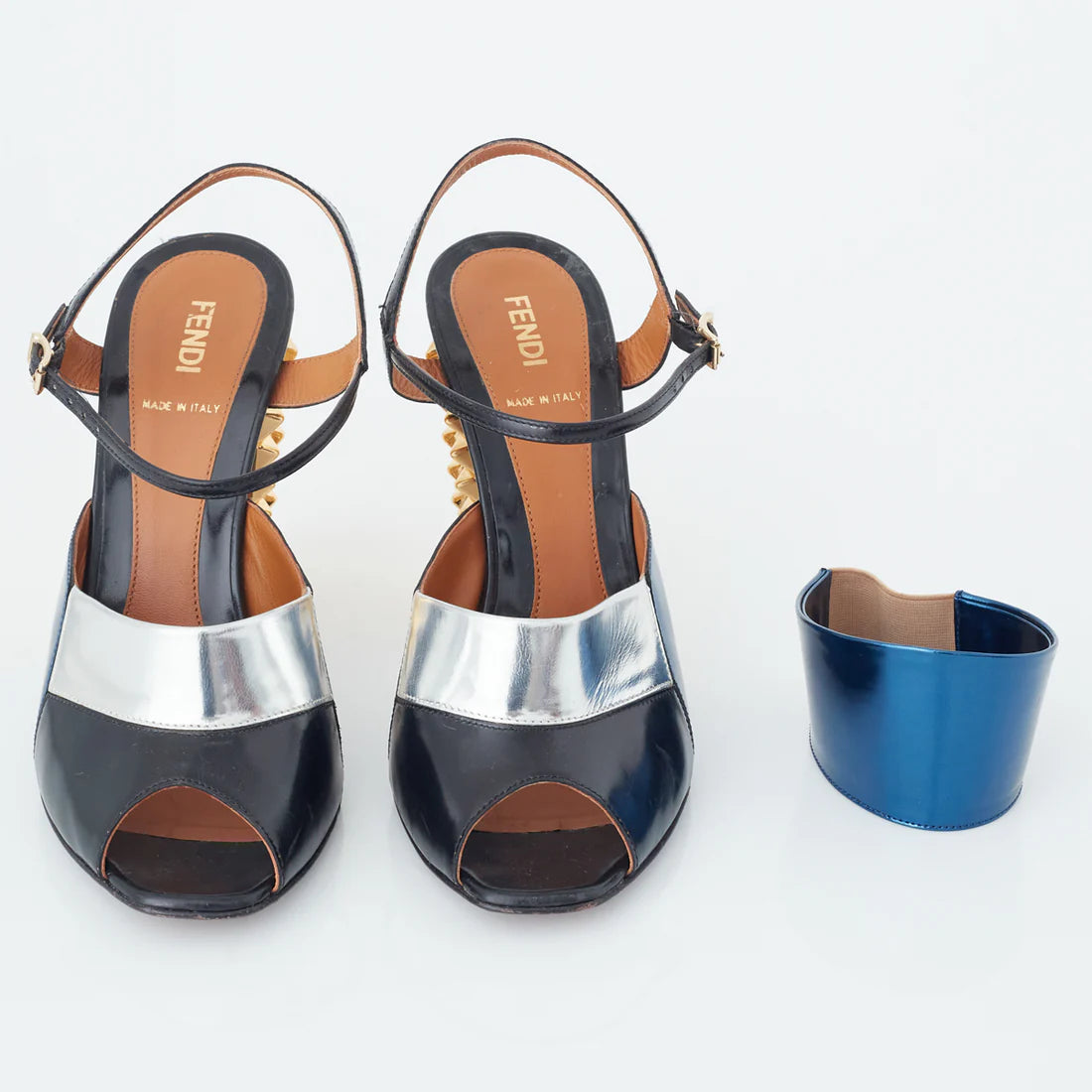 Fendi Colibri Leather Sandals, Size 38