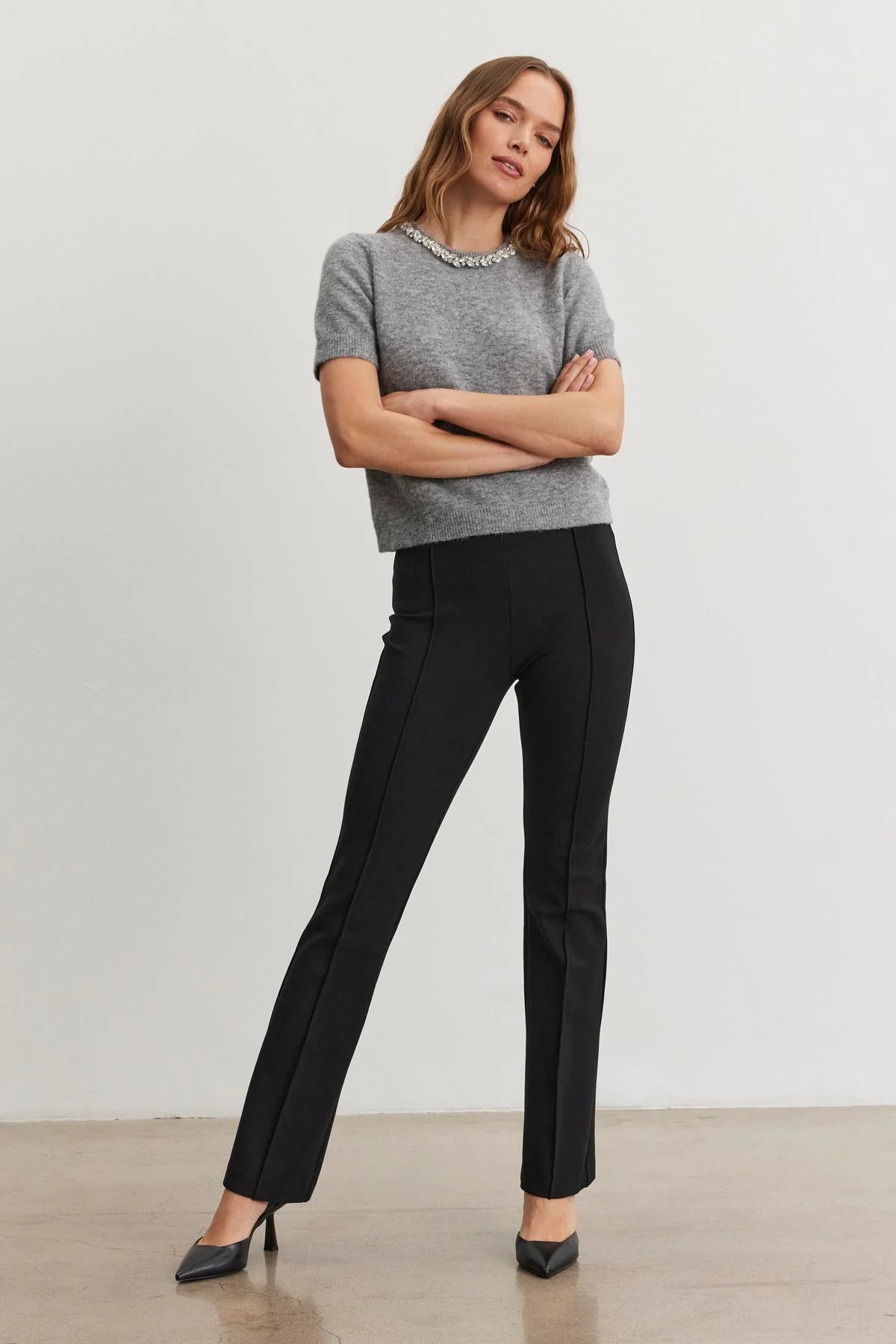 Velvet - Albee - Ponte Trouser in Black,
