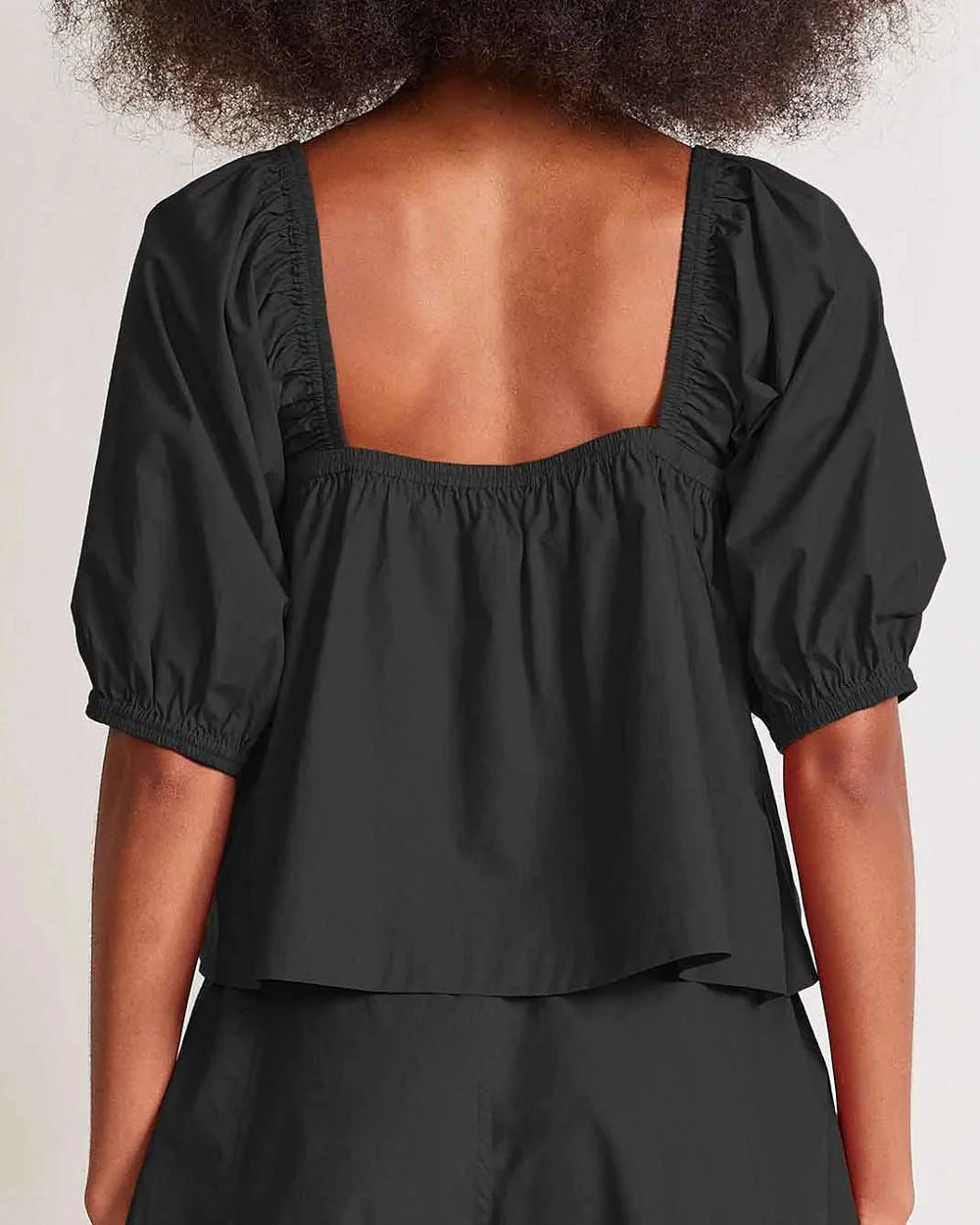 Apiece Apart Black Gali Shirred Top, Medium