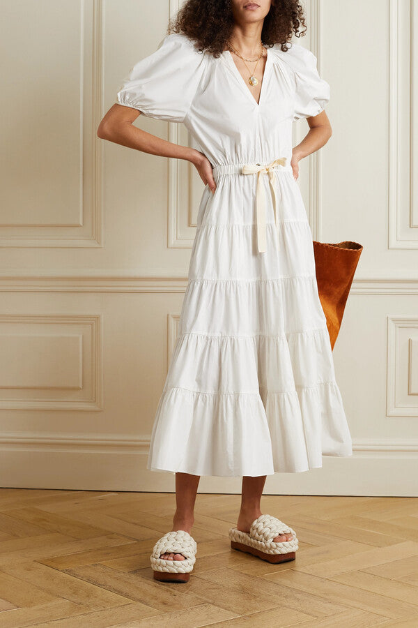 ULLA JOHNSON NWT Olina Ecru Midi Dress, Size 4