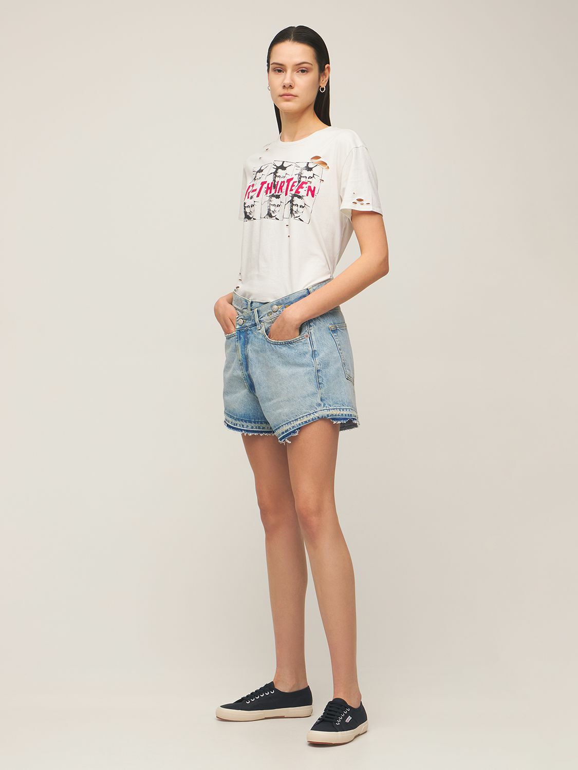 R13 Crossover Denim Shorts, size 27 fits large