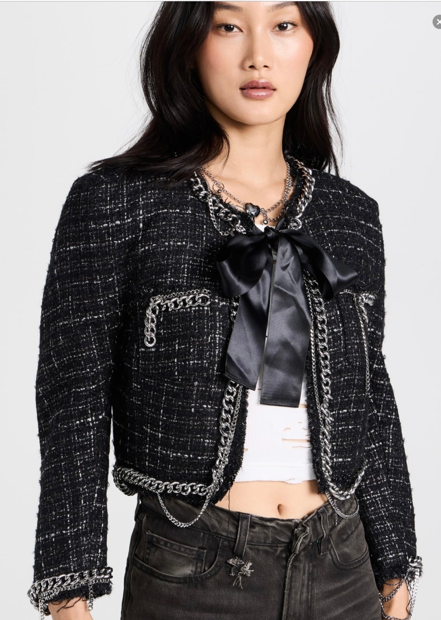 R13 Square Shoulder Tweed Jacket, Xsmall