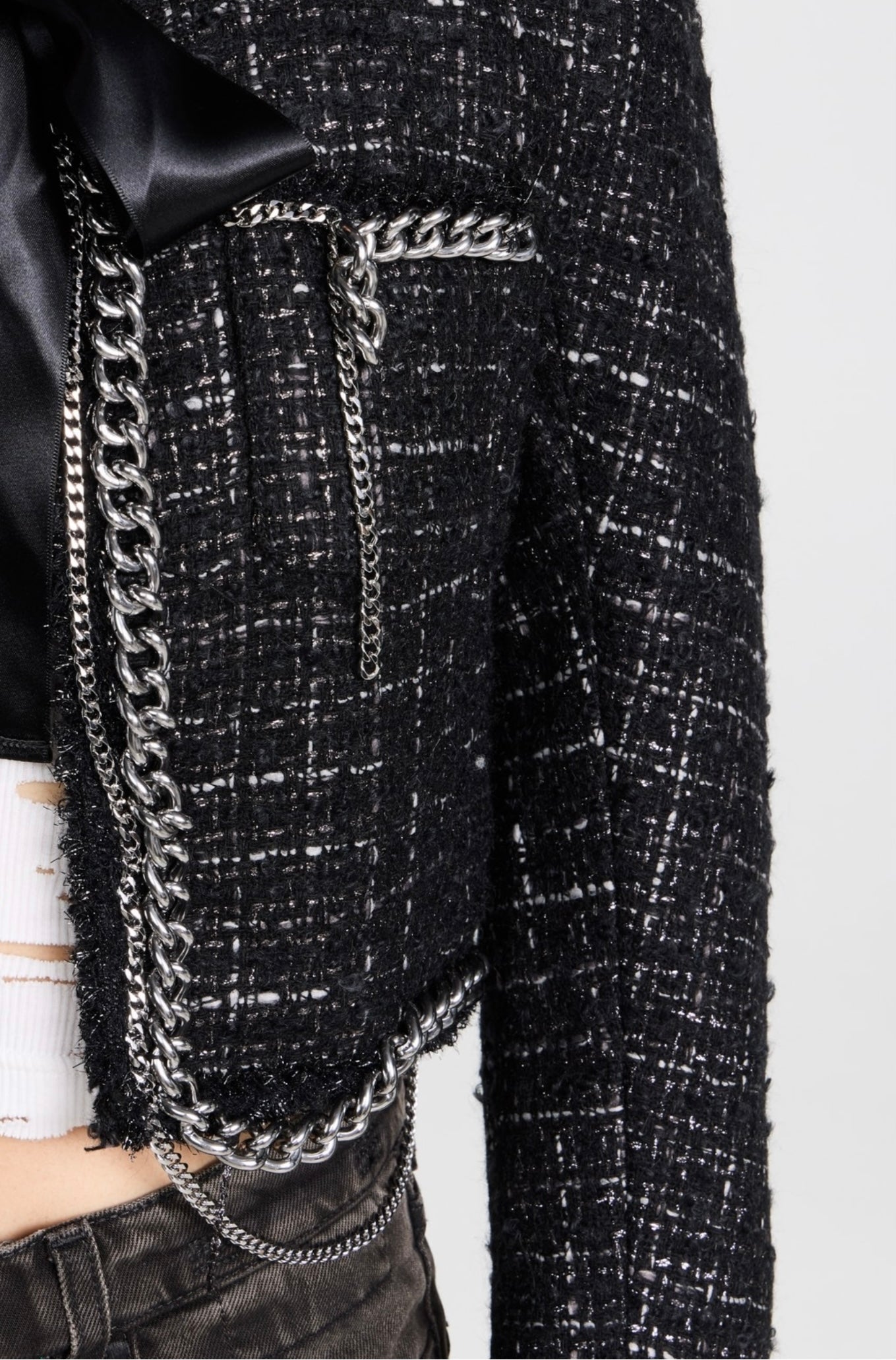 R13 Square Shoulder Tweed Jacket, Xsmall