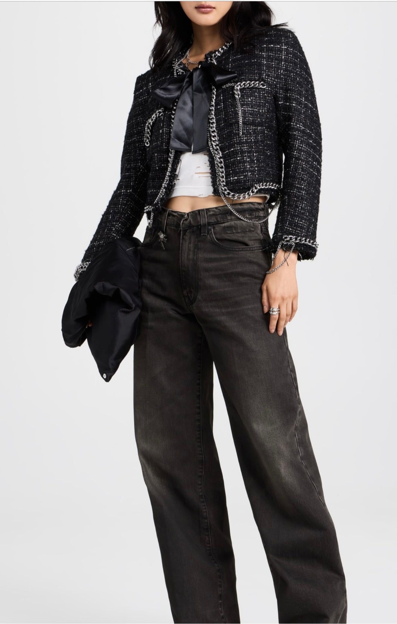 R13 Square Shoulder Tweed Jacket, Xsmall