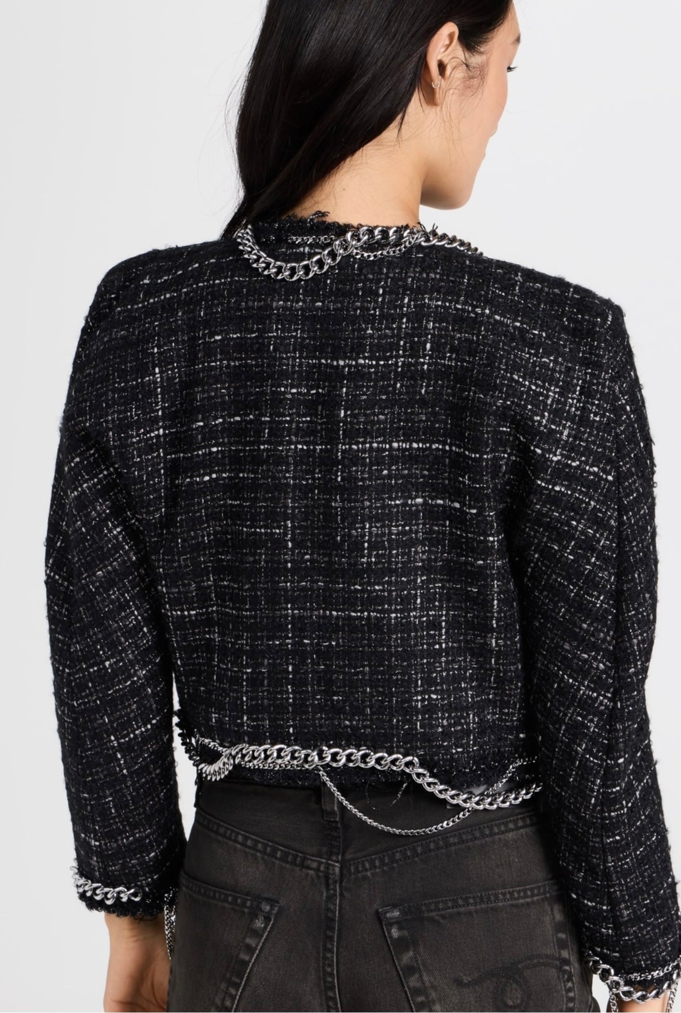 R13 Square Shoulder Tweed Jacket, Xsmall