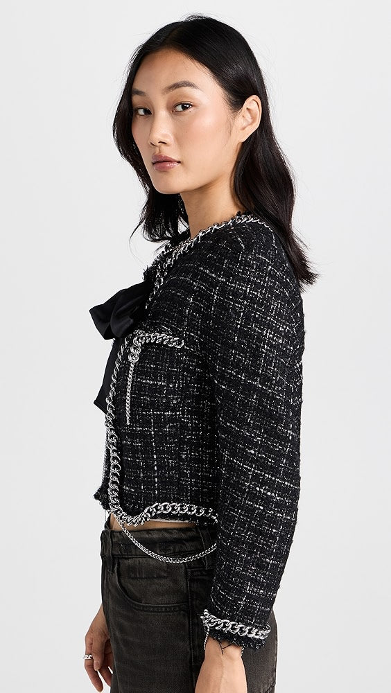 R13 Square Shoulder Tweed Jacket, Xsmall