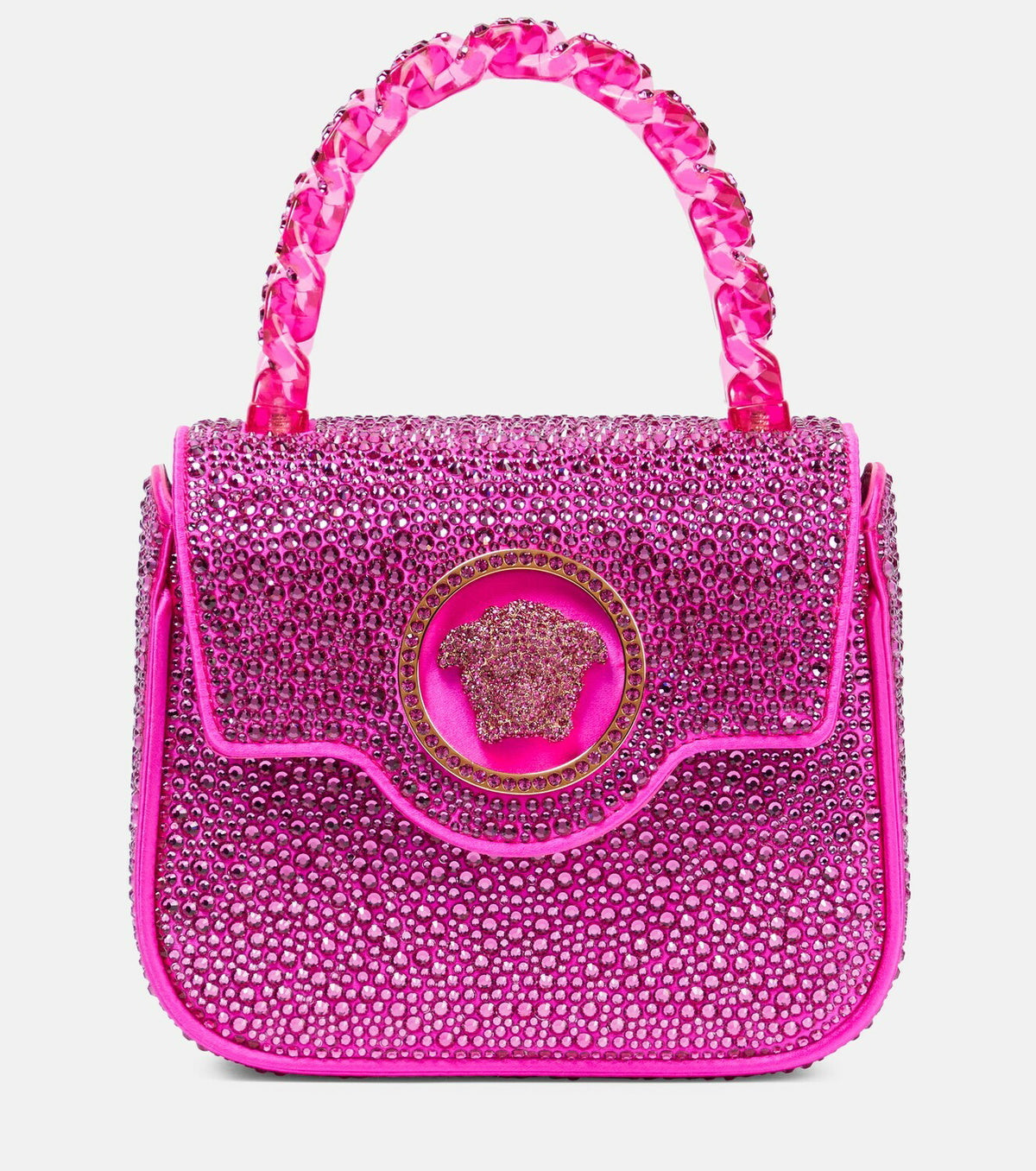 Versace - La Medusa Mini embellished satin tote bag