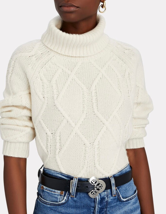 NILI LOTAN Lela Cashmere Turtleneck Sweater - Ivory, Xsmall