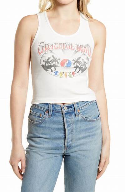 DAYDREAMER Grateful Dead Sunset Bears Graphic Rib Tank, Medium