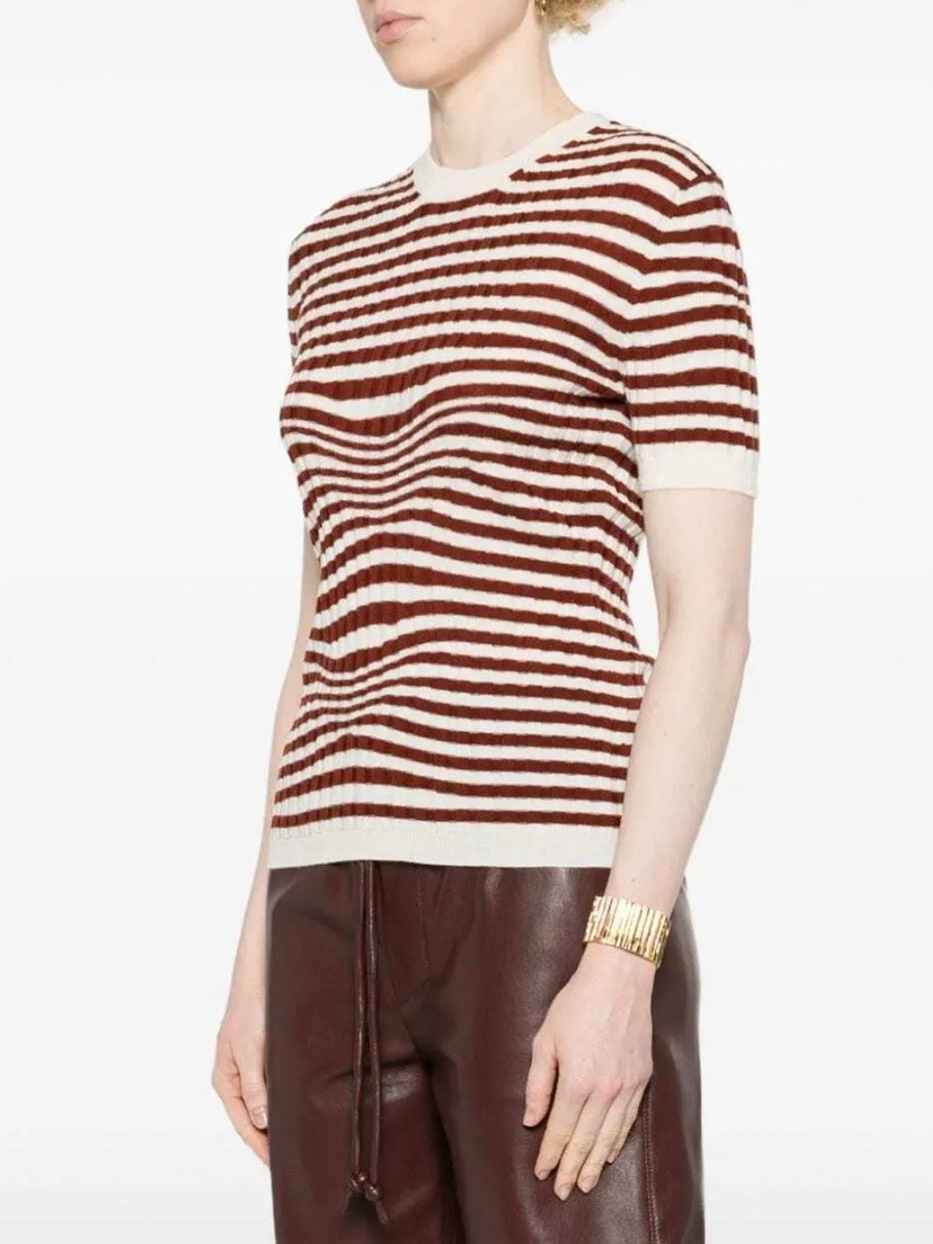 ETRO Striped Ribbed Knit Top, SIZE 40