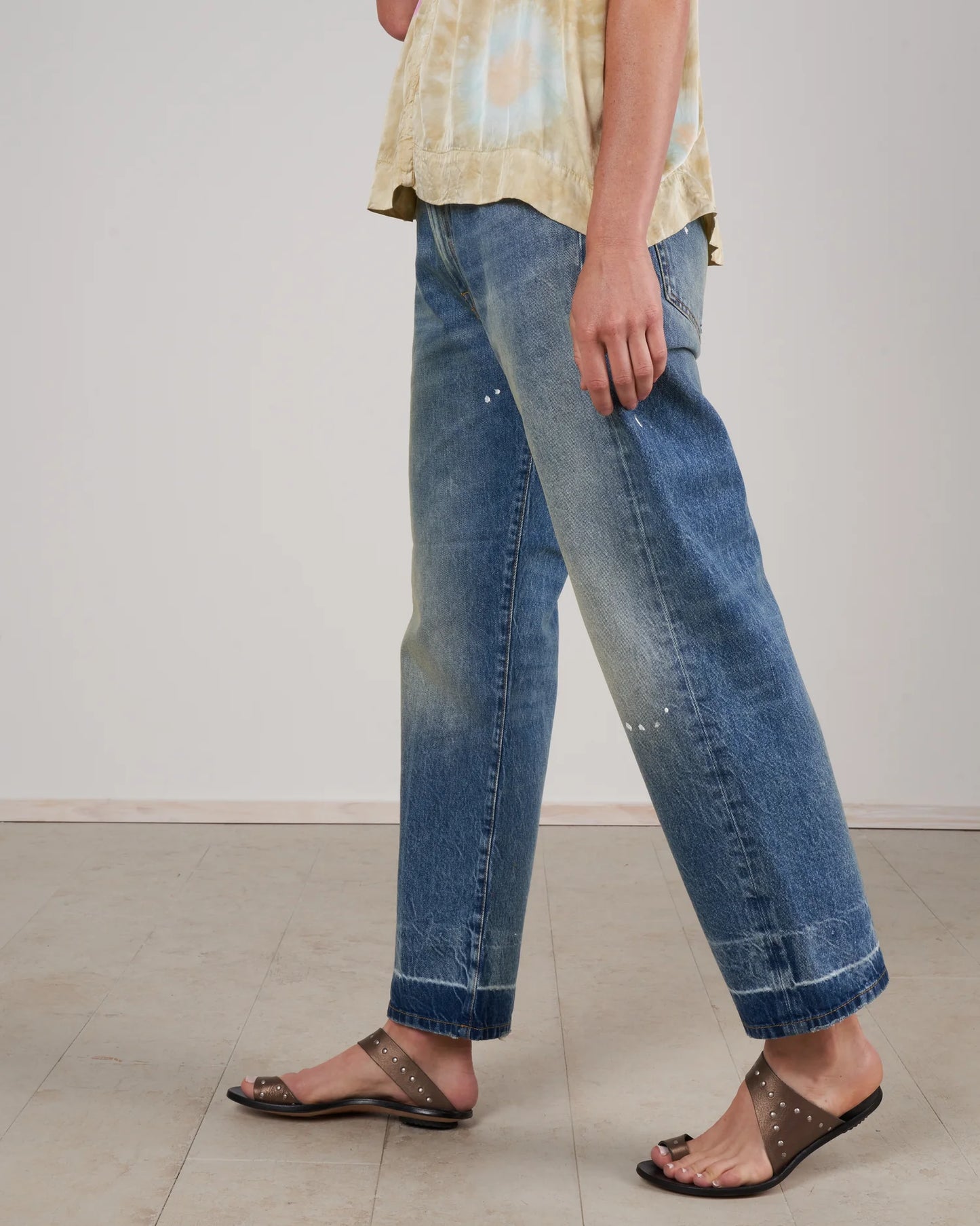 R13 BOYFRIEND JEAN JASPER, W LET DOWN HEM ,SIZE 27 (FITS 28)