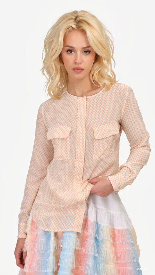 Equipment NWT Lynn Silk Dew Drop Button Down Top, Size Small