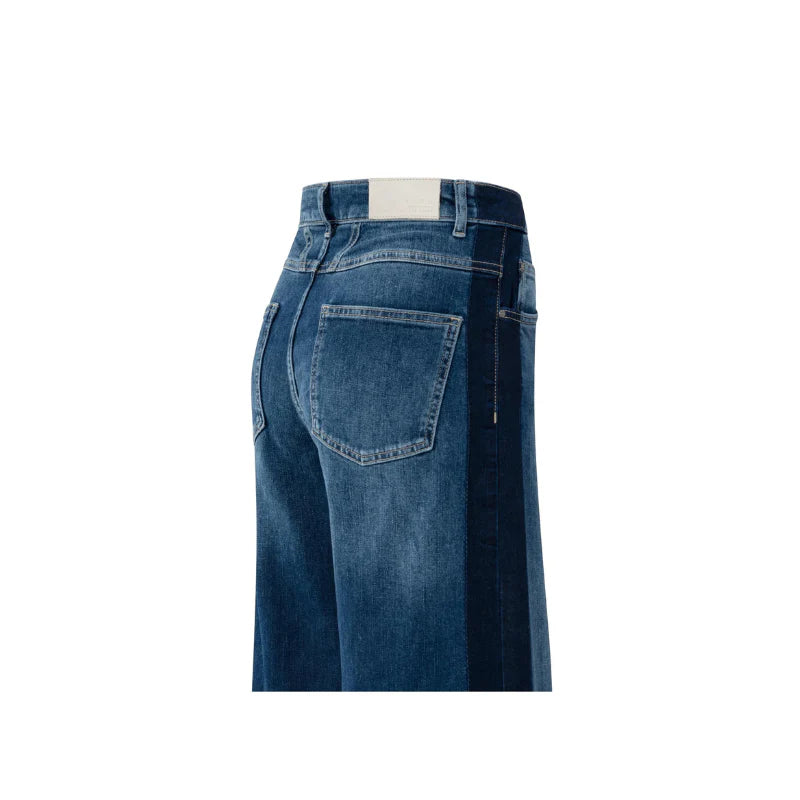 YAYA High-Waist Wide Denim with Tape in Dark Blue Wash, NWT size 28