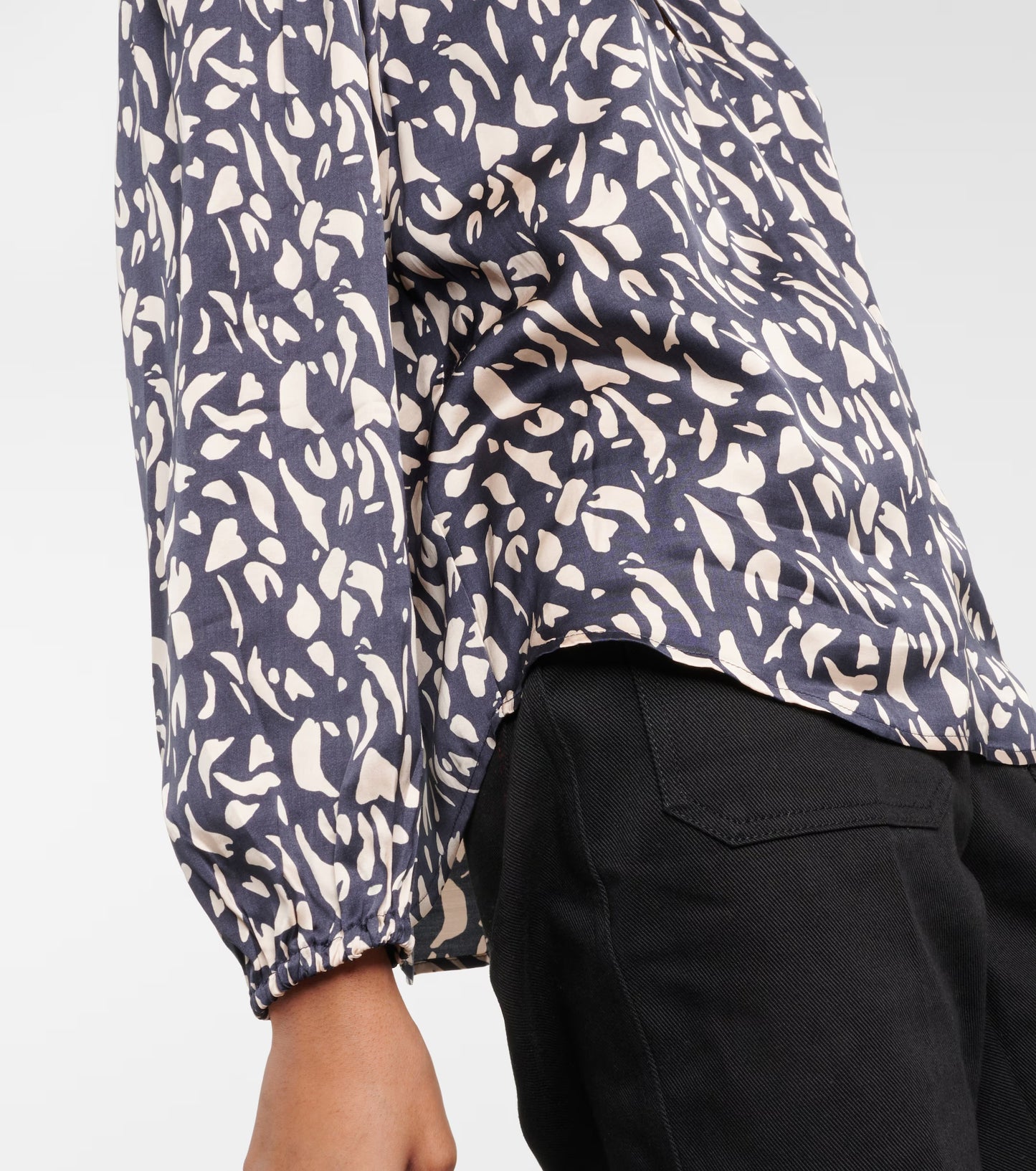 VELVET Kade printed satin blouse, Small (oversized) fits Medium