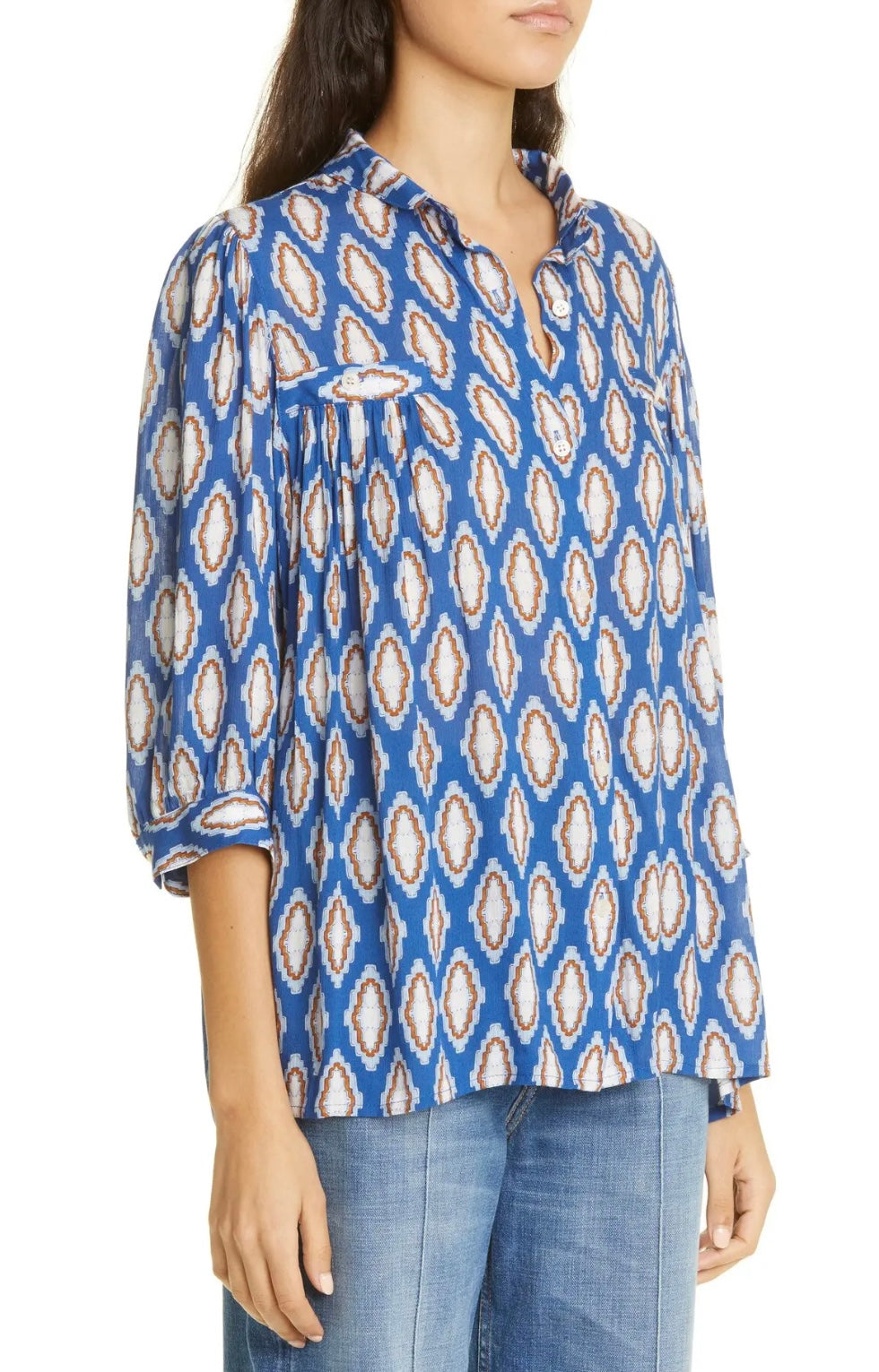 SMYTHE Medallion Print Blouse, MEDIUM