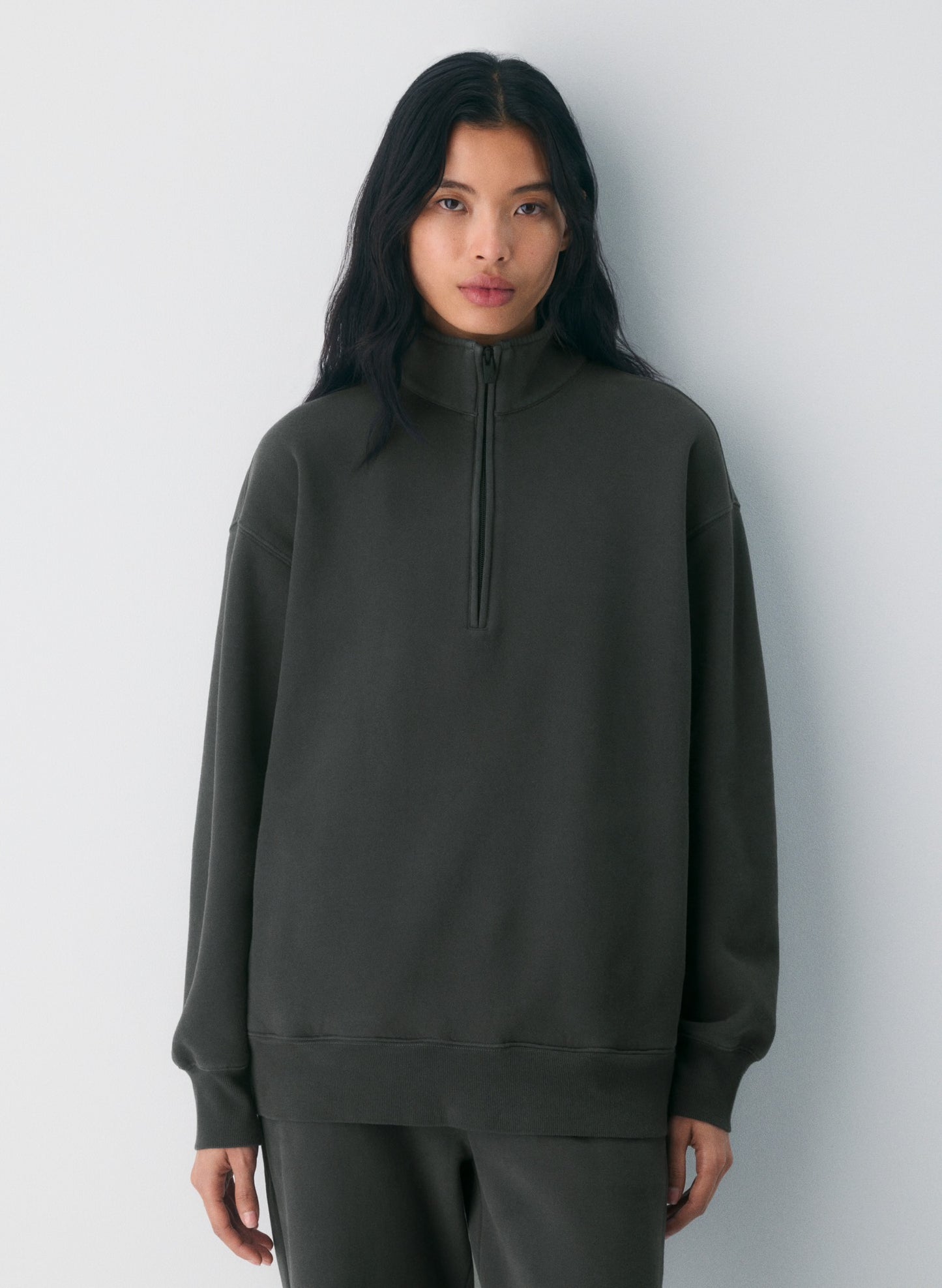 Aritzia Cozy Sweatfleece Boyfriend 1/2 Zip Sweatshirt, SMALL