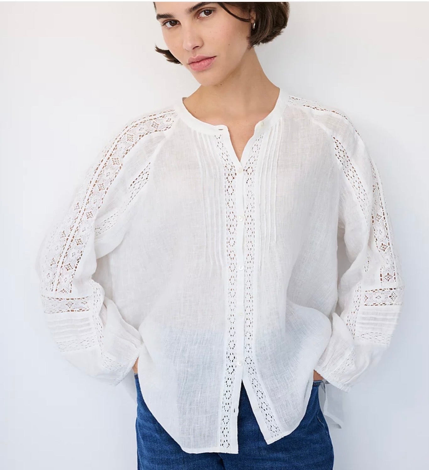 The white Company Linen Gauze Button Through Blouse• Feminine, boho style, small ￼