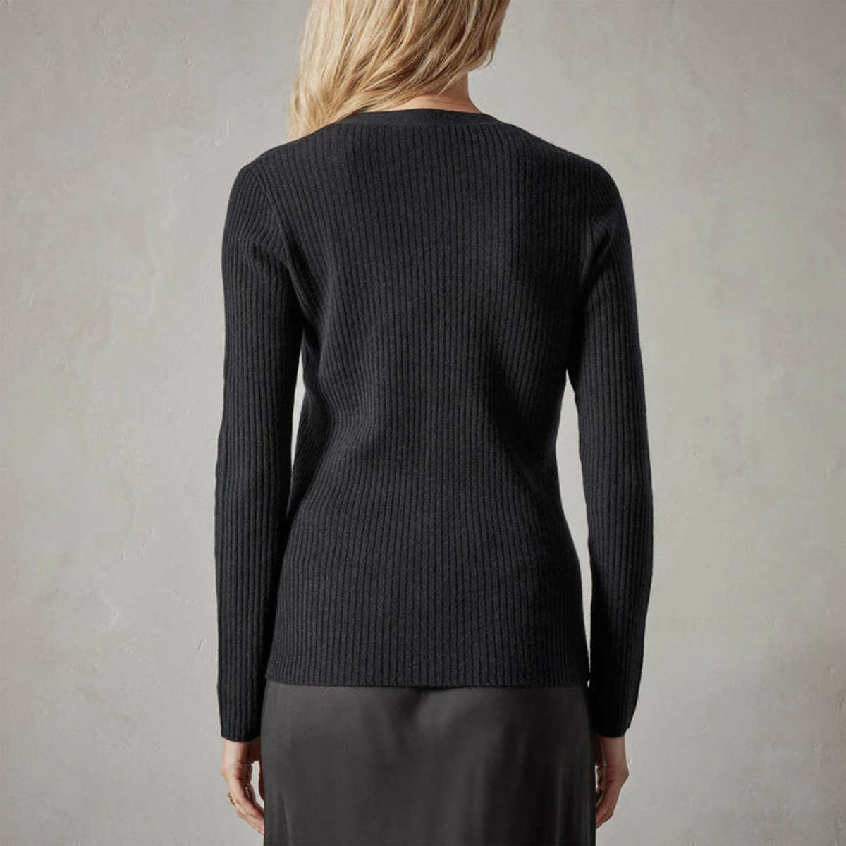 JAMES PERSE Black skinny ribbed recycled, cashmere sweater, Size 1