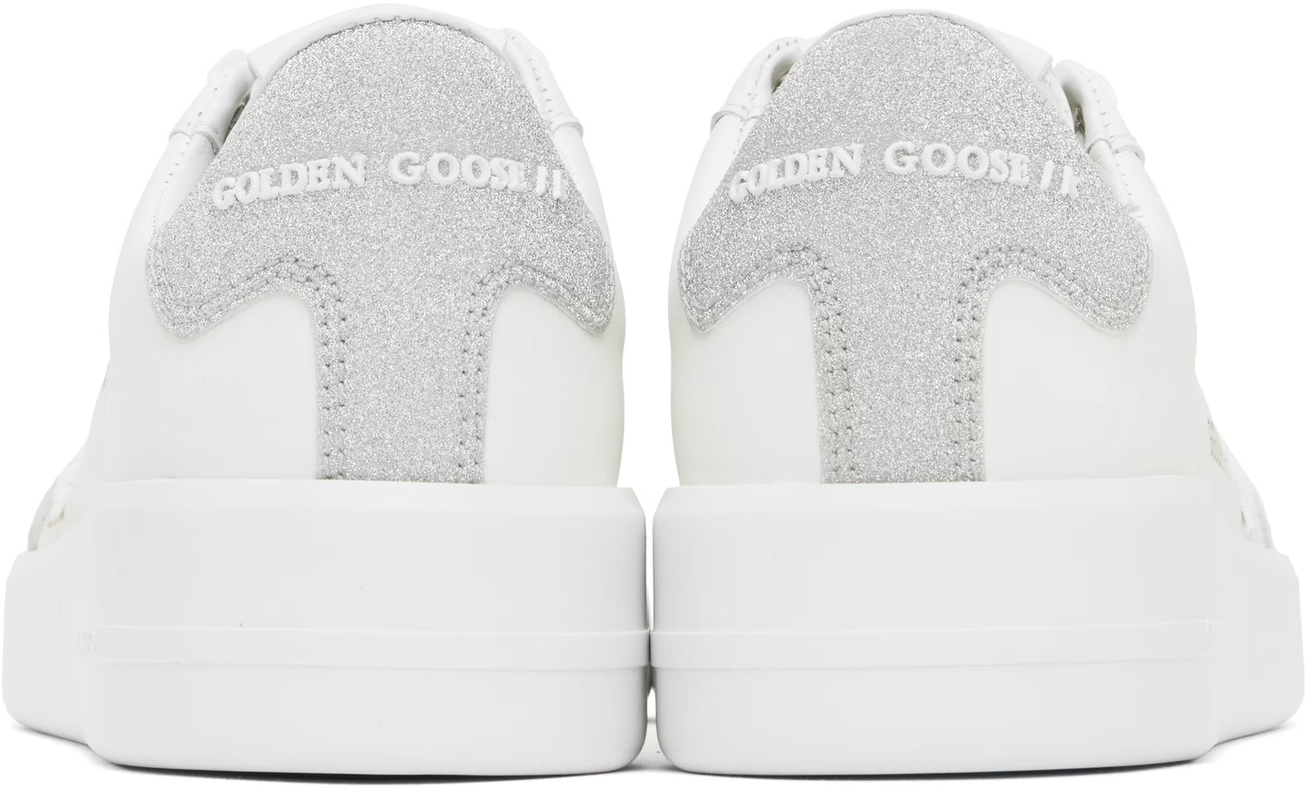 GOLDEN GOOSE White & Silver Purestar Sneakers, Size 36