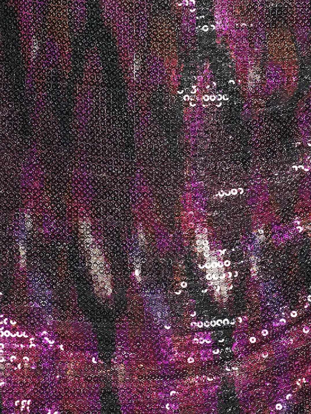 Misa Los Angeles Nova Fuschia Pink Ikat Sequin One-Shoulder Small Minidress, SMALL