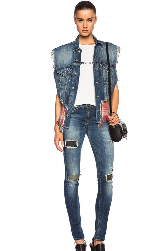 R13 Distressed Vest, Xsmall